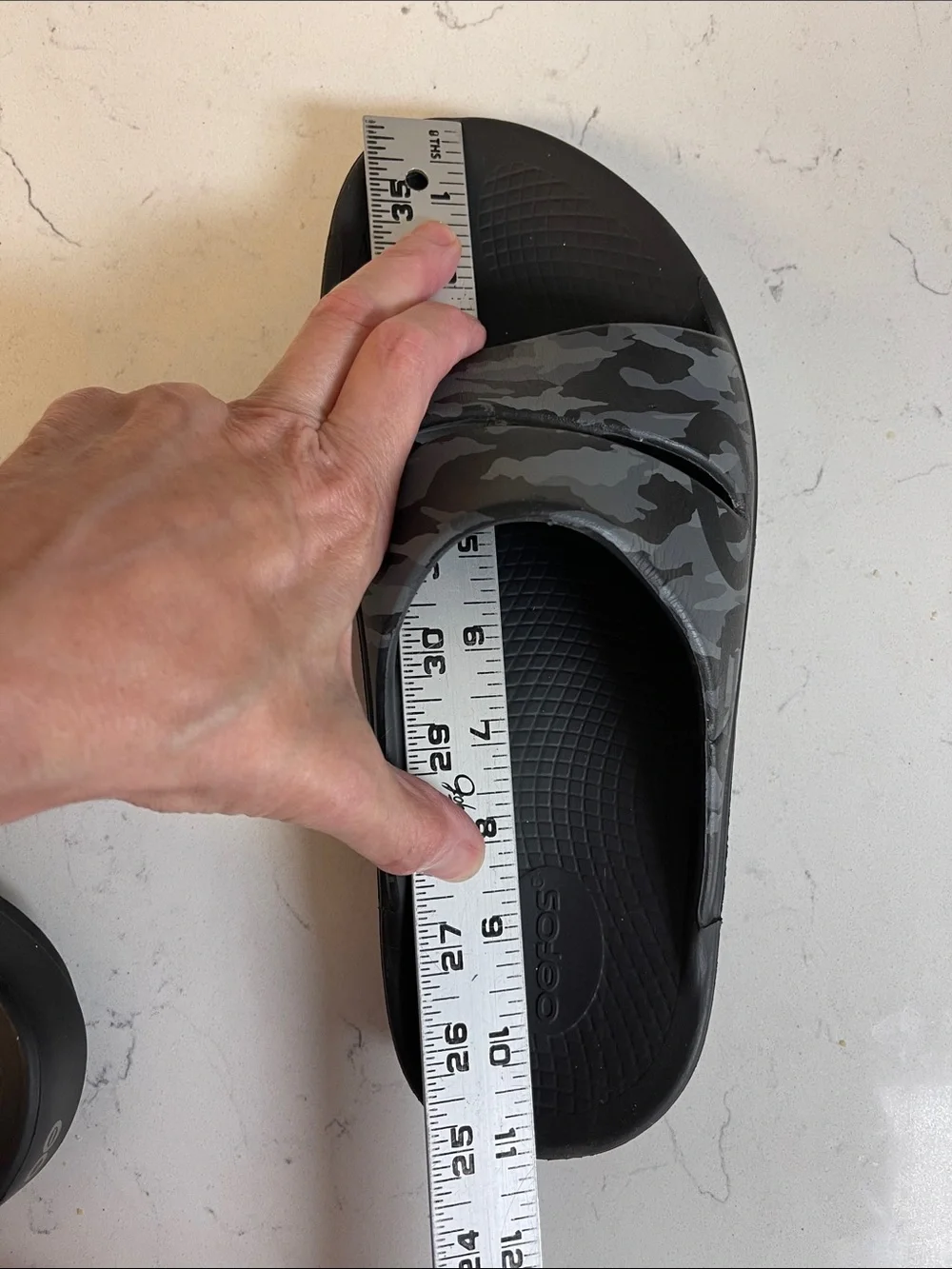 Oofos OOahh MEN'S SPORT SLIDE Black Grey Camo Size 9